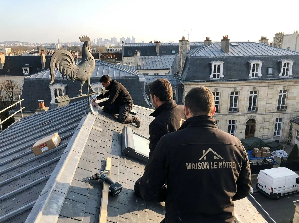 Chantier en cours à Saint-Germain-en-Laye, équipe Maison Le Nôtre